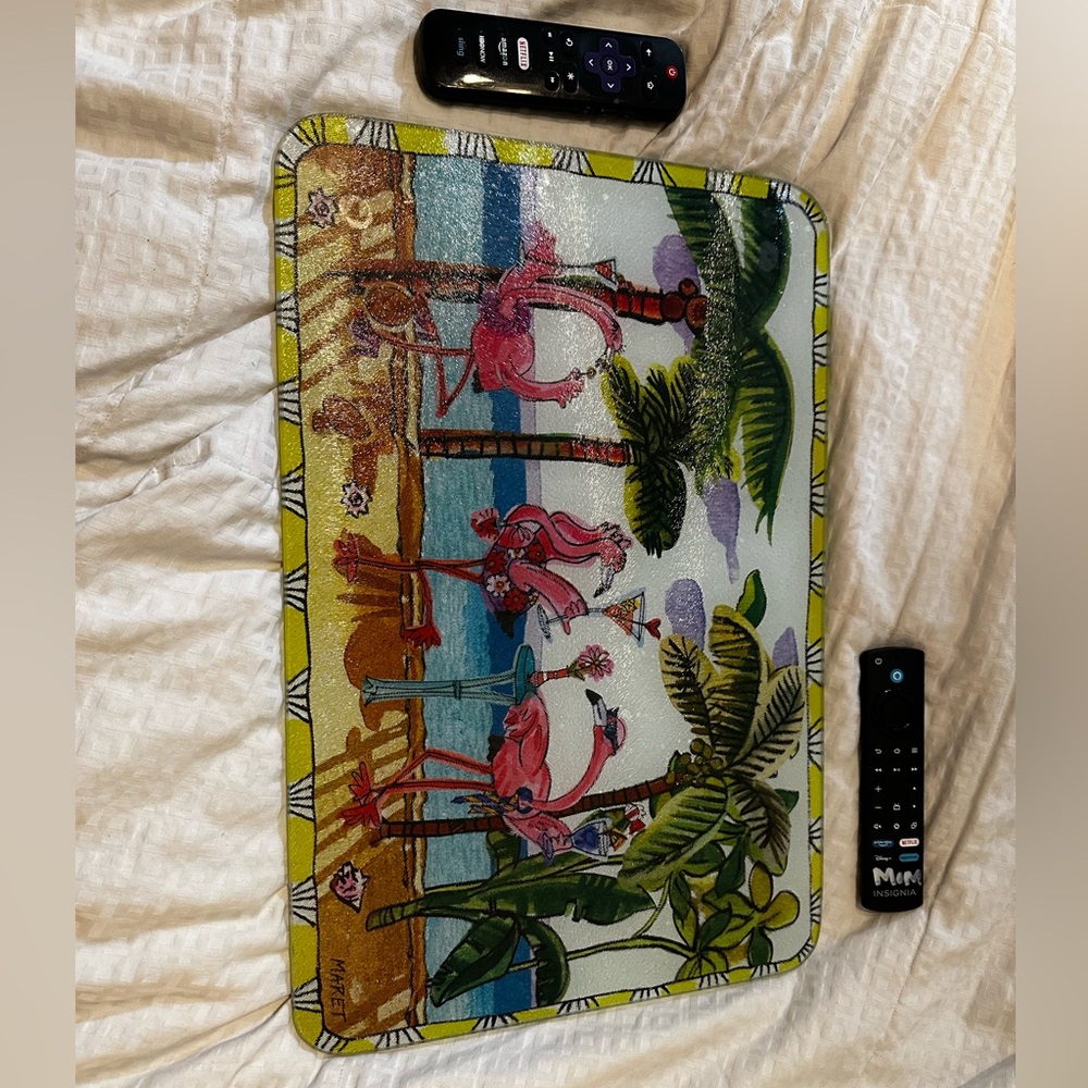 Tropical Flamingo Glass Cutting Board